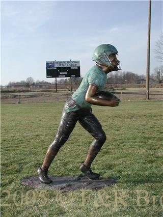 Boy Running with Football bronze statue-4